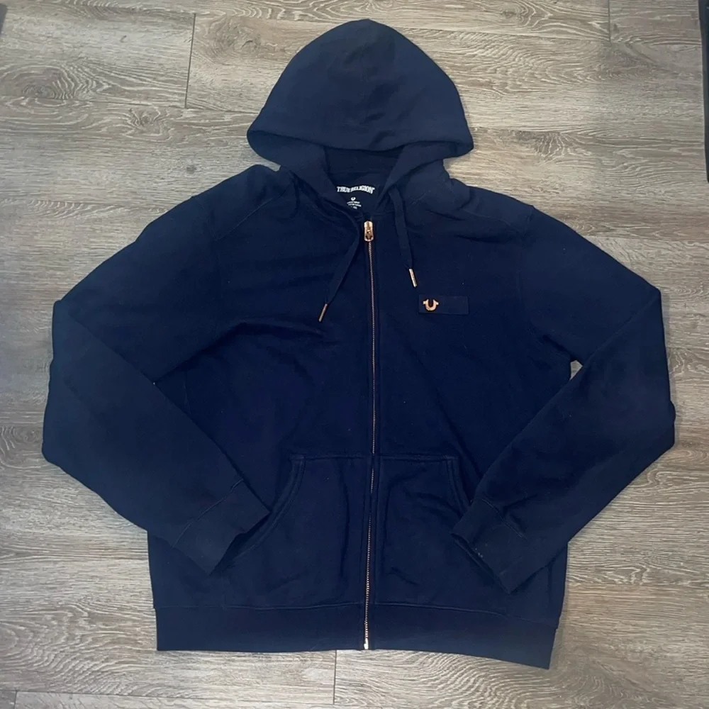 TRUE RELIGION Mens Navy Zip up Hoodie Jacket. Size xxxl